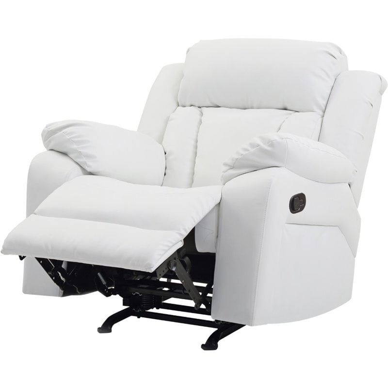 Glory Furniture Daria Faux Leather Rocker Recliner in White Walmart