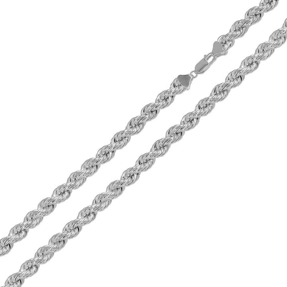 925 Sterling Silver Diamond-Cut Anti Tarnish Hollow Rope Chain 7.6mm Italy 20" Jewelry Female Unisex