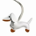 thumbnail image 3 of Yiran Cartoon Leather Dachshund Keychain, White, 1 Pack, 3 of 10