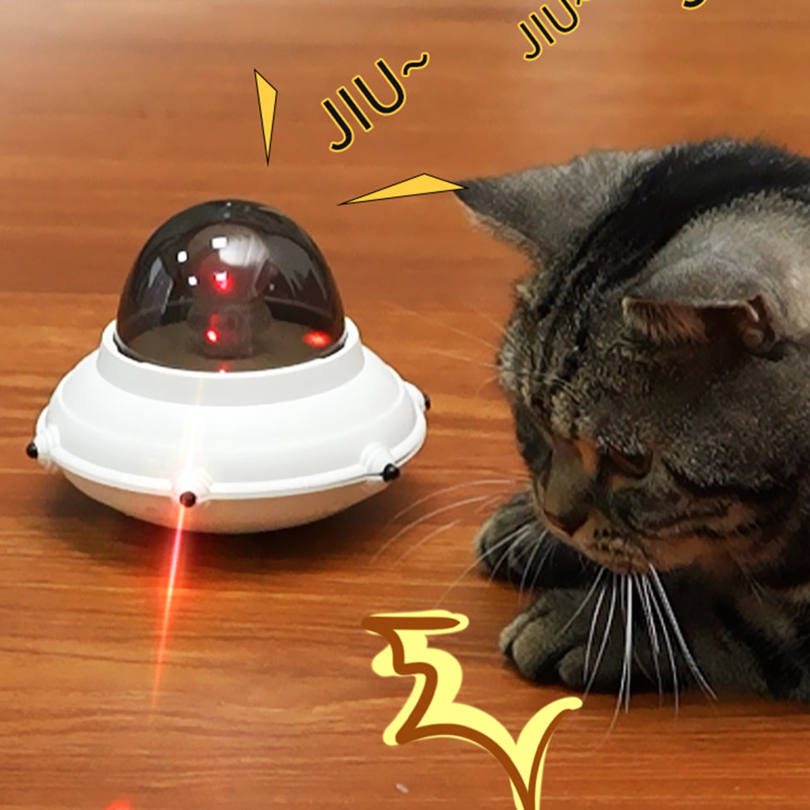 Pet Toy, Interactive Laser Pointer Cat Toy for Self-Play, Rechargeable Cat Teaser with Light, Gray for Indoor Cats Kitten Exercise and Entertainment