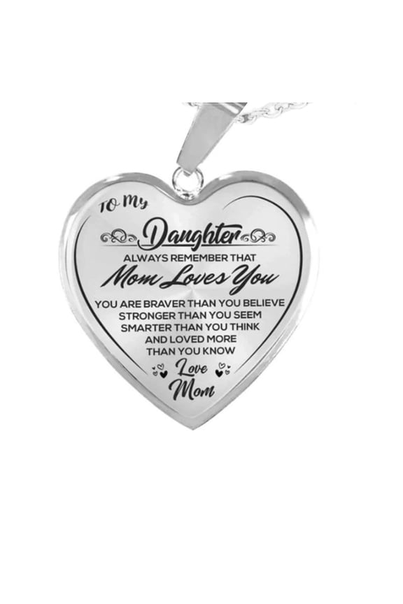 Arestory To My Daughter From Mom Stainless Steel Dog Tag Letters"To My Daughter Never Forget How.Love Mom" Pendant Necklace,Inspirational Gifts For Daughter Jewelry
