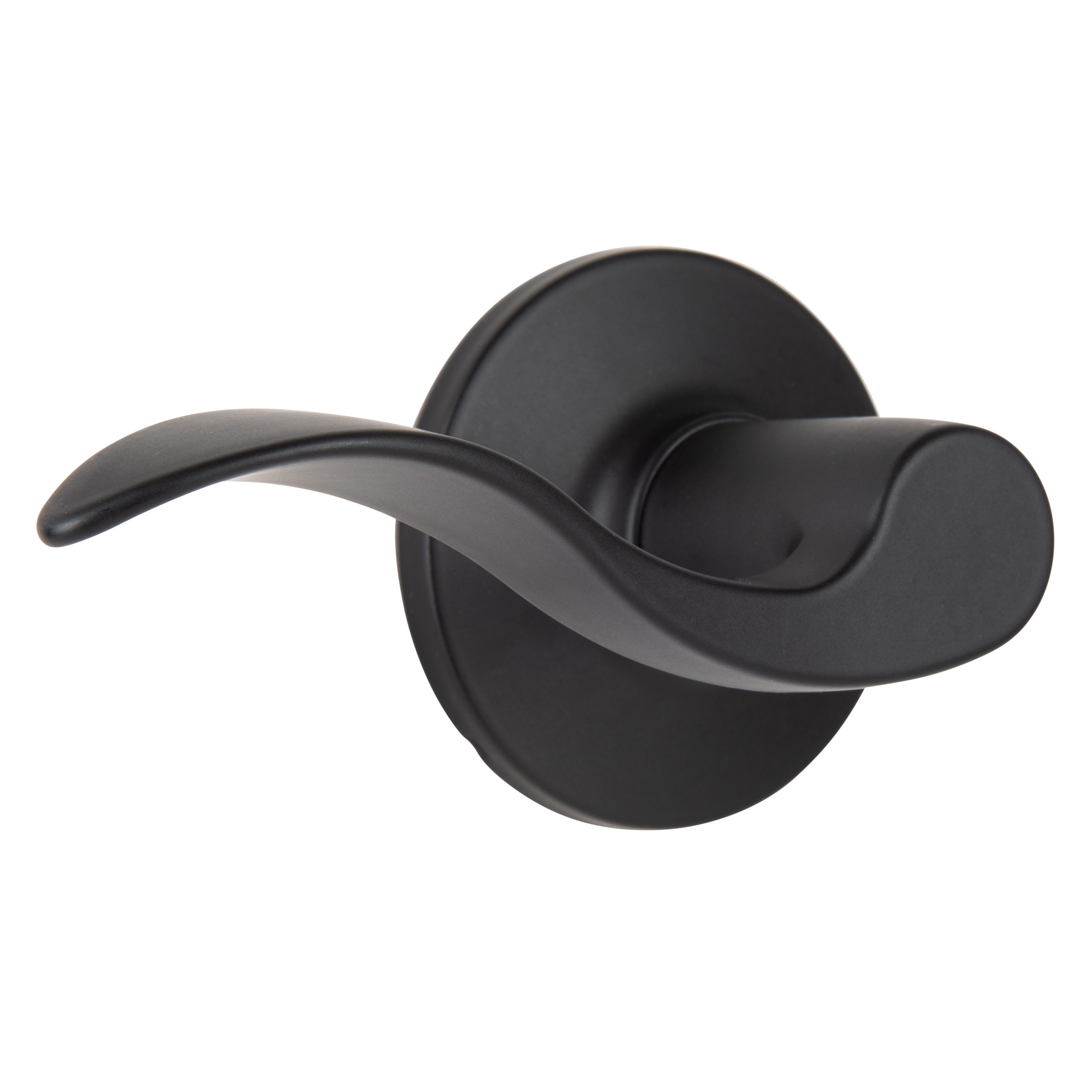 (2 pack) Brinks Non-Locking Passage Modern Wave Style Lever Doorknob, Matte Black Finish