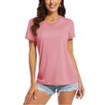 thumbnail image 1 of OUSITAID UPF 50+ T-shirts d'Été à Manches Courtes Col en V T-shirts de Protection Solaire pour Femmes Séchage Rapide Randonnée Course Hauts, 1 of 7