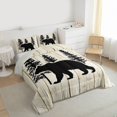 thumbnail image 3 of Homewish Wild Animal Bear Queen Comforter Set,Old Wooden Board Bedding Sets,Black Beige Bedding Comforter Set For Teens,Luxury Bedroom Decor Reversible,3-Piece, 3 of 8