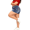 thumbnail image 2 of QERINTE Plus Size Blue Shorts for Women Stretchy High Waisted Denim 14 to 22, 2 of 6