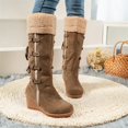 thumbnail image 5 of Willtoo Womens Knee High Boots Fuzzy Cuff Lace Up Wedge Heel Tall Boots Fashion Warm Snow Boot for Casual Outdoor Fall & Winter Wear, 5 of 6