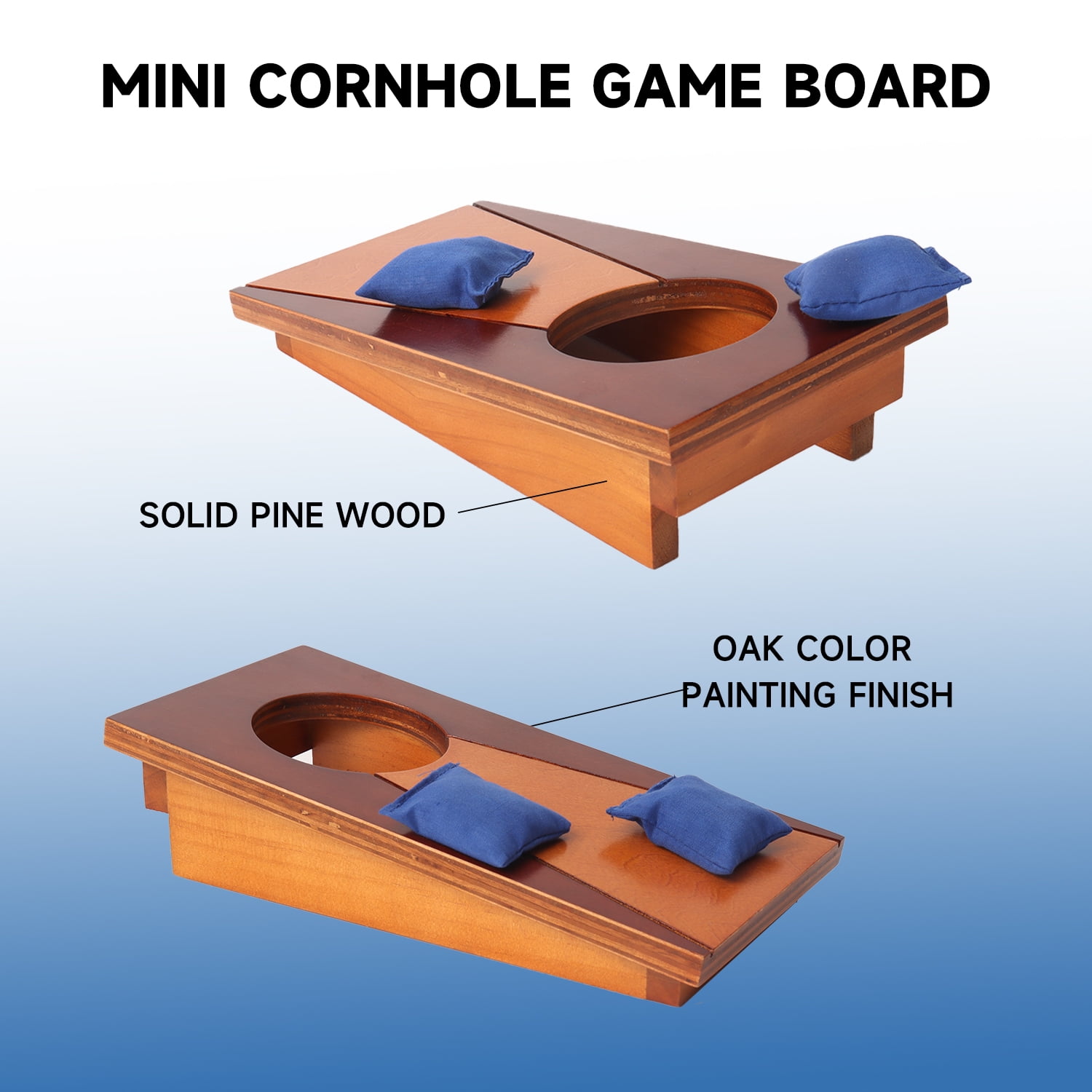 GSE Games & Sports Expert Mini Solid Wood Portable Tabletop Cornhole Toss Game Set with 8 Bean Bags for Tailgate Parties or Gatherings
