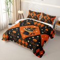 thumbnail image 3 of Feelyou Kawaii Black Cat Twin Quilt Set, Halloween Diamond Pumpkin Twin Coverlet Set, Orange Black, 2 Pieces, 1 Comforter and 1 Pillowcase, 3 of 7