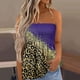 thumbnail image 2 of Gibobby Camiseta de tirantes sin mangas con estampado floral para mujer, cintura elástica plisada, sin espalda(Morado,G), 2 of 4