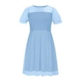 thumbnail image 4 of SROBPTY Robes pour Filles, Robe en Maille à Manches Courtes pour Fille, Taille Haute, Coupe Trapèze, Décontractée, Bleu Pâle, 10 Ans, 4 of 4