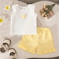 thumbnail image 3 of VUHXZWAF Girls Summer Clothes Set Sleeveless Line Shirt and Ruffle Shorts Kids Outfits Size 18-24 Months, 3 of 3