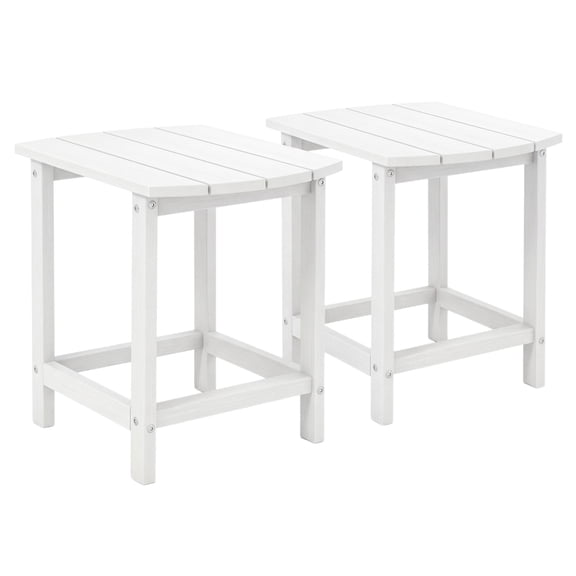 Gymax 2PCS 18'' Patio Adirondack Side Table Weather Resistant HDPE for Garden White