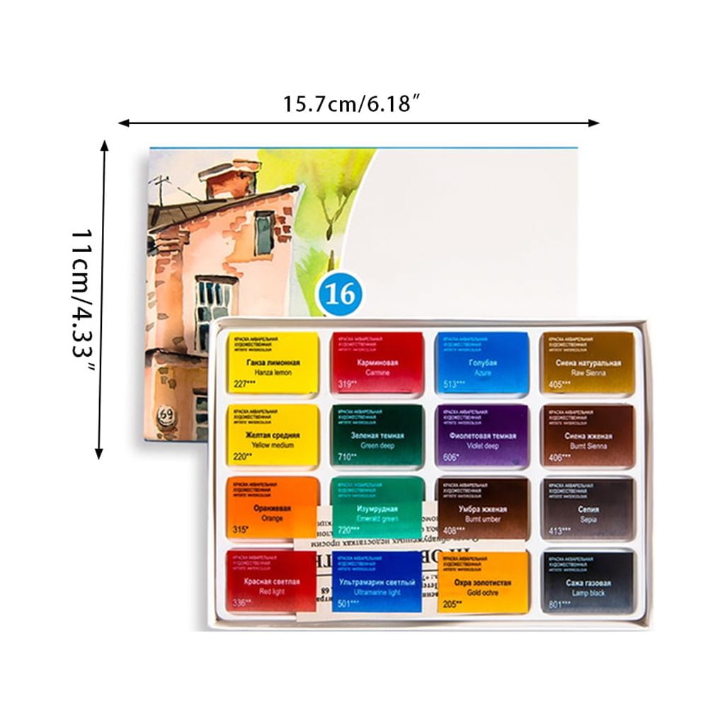 Milue 24 Colors Artist Solid Watercolor Paint Foldable Palette Lid Drawing Supplies
