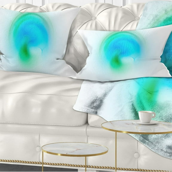 Designart Green Luminous Misty Sphere - Abstract Throw Pillow - 12x20