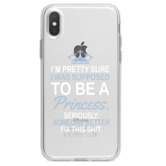 DistinctInk Clear Shockproof Hybrid Case for iPhone X / XS (5.8" Screen) - TPU Bumper Acrylic Back Tempered Glass Screen Protector - I Was Supposed to Be a Princess Fix This