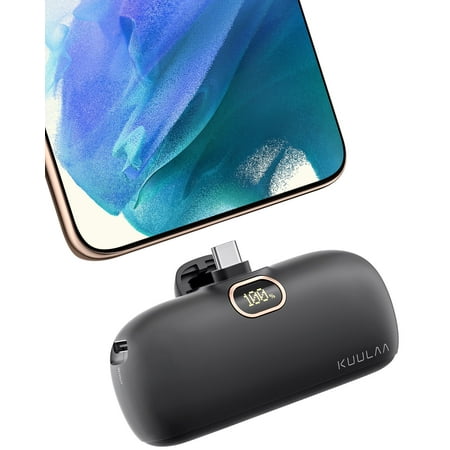 Kuulaa 5000mAh Portable Mini Power Bank with Built-in USB-C Cable & LED Display, PD20W Fast Charging Battery Pack Charger for iPhone 15/16, Samsung S22/S23/24 & Android