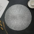thumbnail image 4 of Round Placemats Set of 1, Vinyl Hollow Placemats 15 Inch, Washable Easy Clean Wipeable Non Slip Stain Heat Resistant Dining Table Place Mats for Home Dining Party Tabletop Decoration(Silver,15x15"), 4 of 7