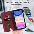 thumbnail image 2 of Allytech Magnetic Flip Folio Case for Apple iPhone 11 6.1 inch,Plain Leather RFID Blocking Card Slots Wallet Kickstand Phone Cover,Red, 2 of 10