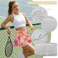thumbnail image 6 of Xoenoiee Tropical Plumeria Flower Palm Leaves Print Women's High Waisted Pleated Tennis Skirts with Pockets Inner Shorts Lightweight Athletic Golf Skorts for Women, Size 2XL, 6 of 7