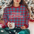 thumbnail image 2 of Yeaiivve Christmas Sweatshirt for Women Xmas Plaid Pullover Lightweight Holiday Sweatshirts Novelty Casual Festival Tops Light Blue L, 2 of 8