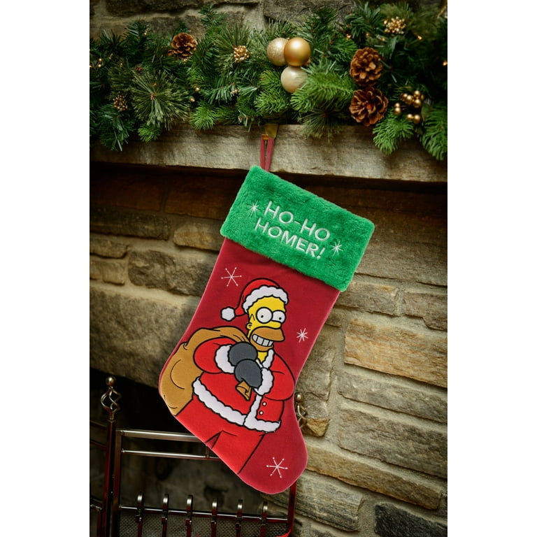 Calza Natalizia Homer Simpson 50 Cm, The Simpsons, Con Applique, In Poliestere, Decorazione Casa E Regalo - 3