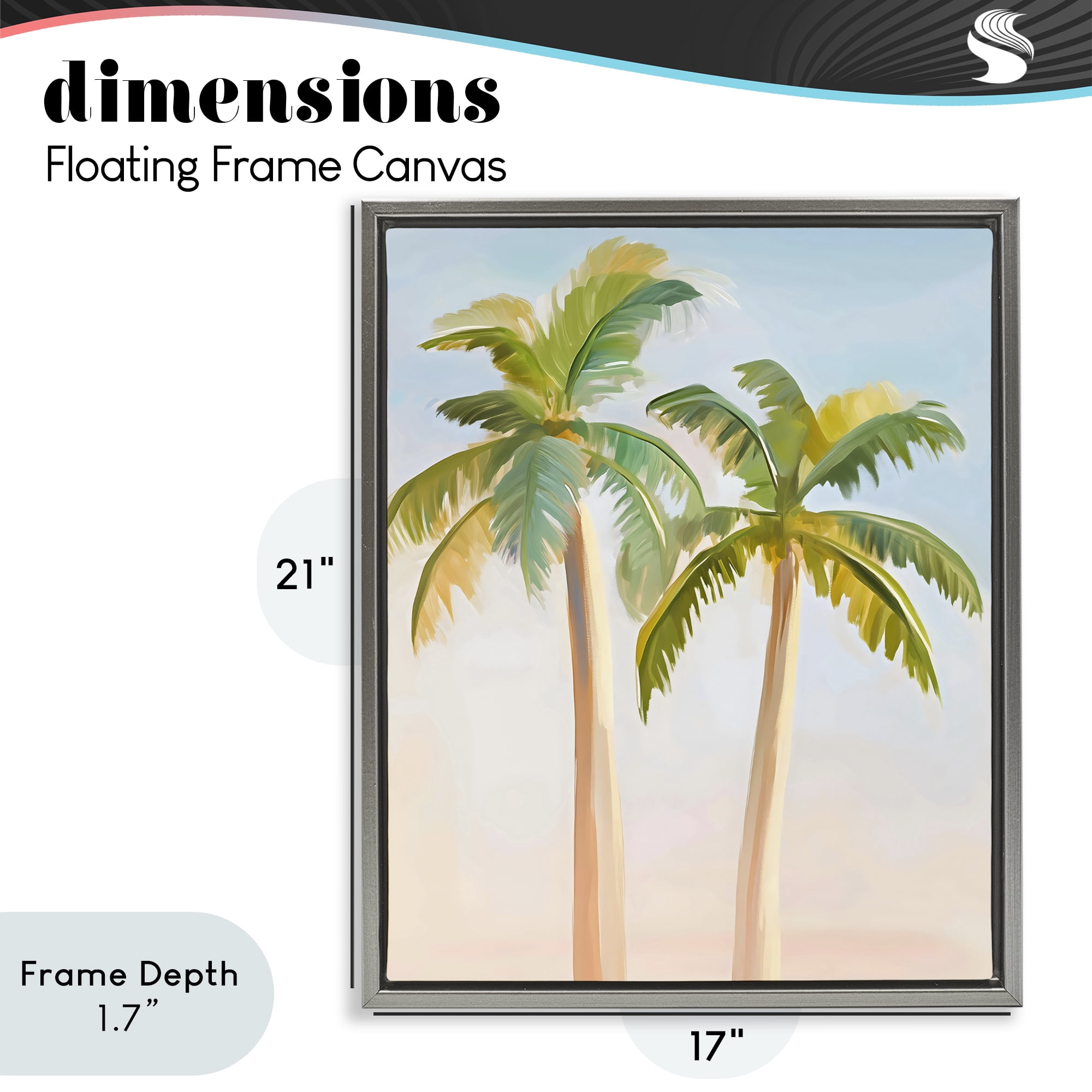Stupell Industries Tropical Palm Twins at Sunrise Gray Framed Floater Canvas Wall Art, design by The Prints Vibe