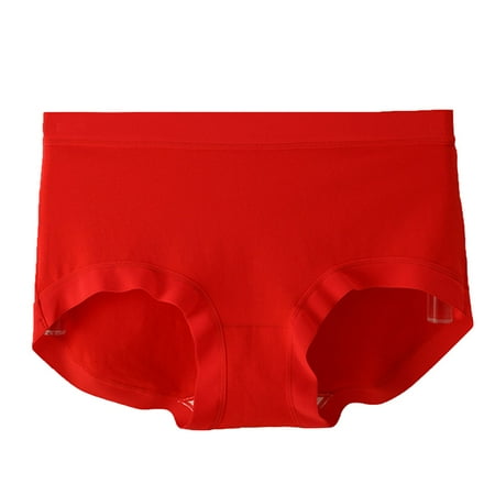 Dasayo Plus Size Women s Bras Cotton Red Seamless Solid High Waist Stretch Panties Underwear for Women Tanga XXL