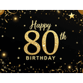 thumbnail image 3 of Golden 80th Birthday Celebration Backdrop Elegant 80th Birthday Banner Party Supplies Background Happy Birthday Decoration Celebration Photography Props, 3 of 7