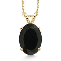 Gem Stone King 14K Yellow Gold Black Onyx Pendant Necklace for Women | 2.50 Cttw | Gemstone December Birthstone | Oval 10X8MM | With 18 inch Chain