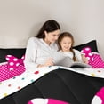 thumbnail image 4 of Meiyoeat Bright Polka Dot Print Full Size Comforter Sets 3-Piece, Playful Bow Pattern Bedding Comforter Set, Pink Black White, 4 of 6
