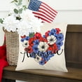 thumbnail image 2 of Patriotic Decor, Throw Pillow Covers 18x18 in 4th of July Linen Pillow Case, American Summer Outdoor Red White Blue Sofa Couch Bed Home Outdoor, 2 of 6
