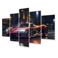 thumbnail image 2 of Designart "Exotic Car in the Neon-Lit Streets I" Neon Car Art Living Room Set, 2 of 5
