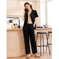 thumbnail image 5 of Ekouaer Women's 100% Cotton Pajamas Set Short Sleeve Button Down Pjs 2 Piece Soft Sleepwear with Long Pants Lounge Set, 5 of 6