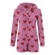 thumbnail image 3 of Mono cálido con capucha y orejas para mujer, estampado de manga larga, pantalones cortos, mono corto con cremallera, bolsillo, ropa de dormir, ropa de casa, tops de poliéster para mujer, 3 of 5