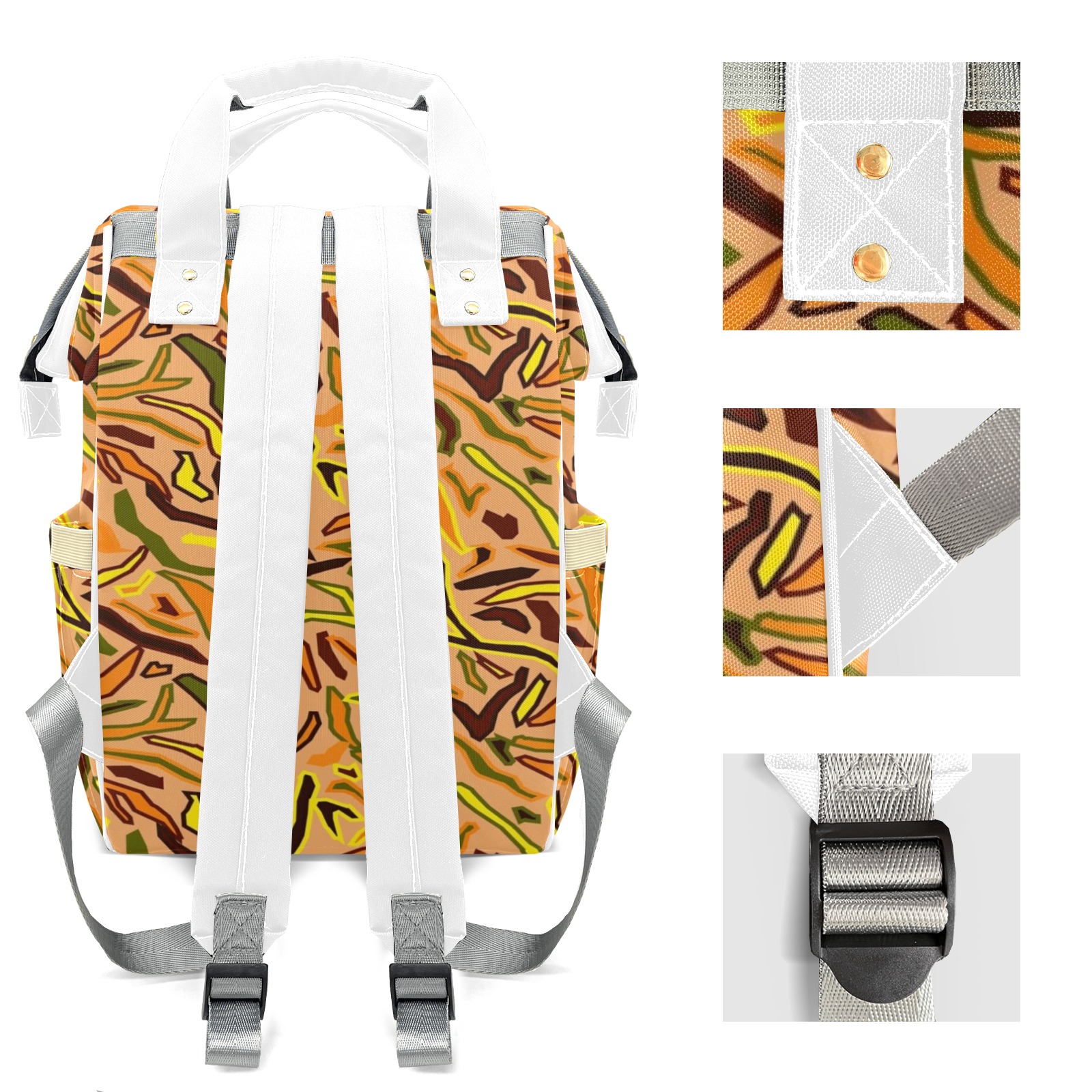 Abstract Geometric Pattern Diaper Bag Backpack – Large Capacity, Insulated Baby Bottle Pocket, Multifunctional Mommy Bag for Boys & Girls