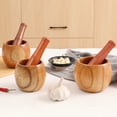 thumbnail image 6 of NIBOLOG 1 Set Garlic Mortar Eco-friendly High Durability Wood Manual Garlic Press Crusher Mortar Set for Home, 6 of 8