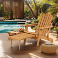 thumbnail image 4 of Pre-Assembled Outdoor Wooden Folding Adirondack Chair w/ Retractable Ottoman – Heavy Duty Solid Wood Patio Chair for Garden, Backyard, Pool & Firepit (350 lb Capacity), 4 of 11