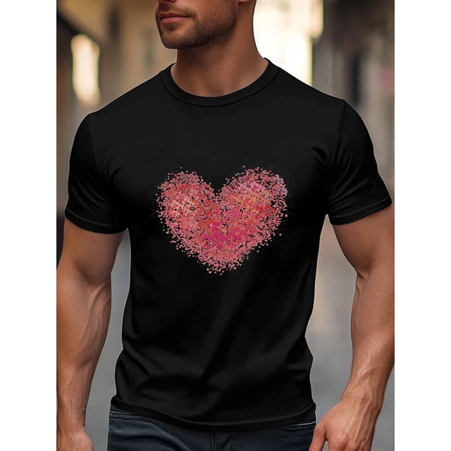 Men's T-Shirt,Short Sleeve Tee Shirt Casual Tops Valentine's Day Love Crew Neck T Shirts for Men
