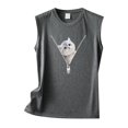 thumbnail image 3 of Women's Tennis Tanks Versatile Sleeveless Cat Print Zippered Heartfelt Tank Top for Casual Everyday Wear Dark Gray S, 3 of 3
