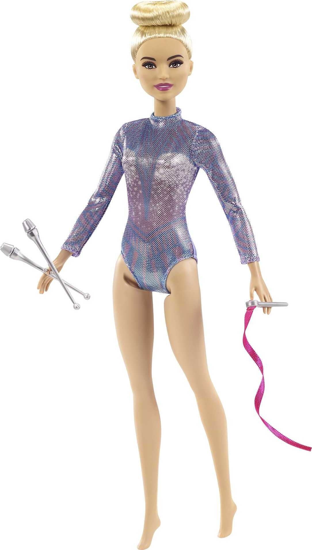 Barbie Rhythmic Gymnast Blonde Doll (12-in/30.40-cm), Leotard & Accessories