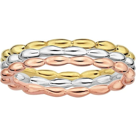 Sterling Silver Stackable Expressions Three's Better than One Ring Set, available in multiple sizes