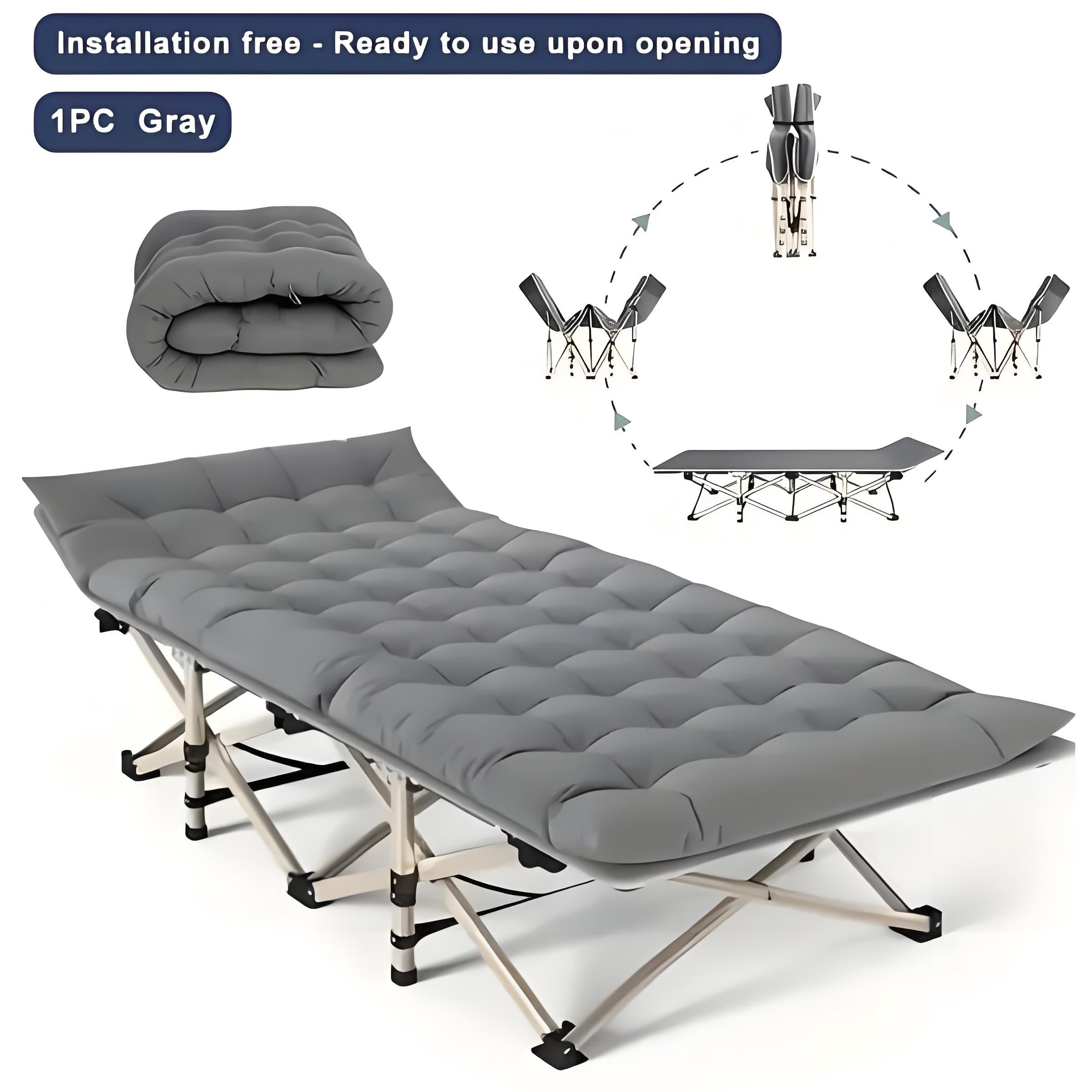 Howcool Patio Folding Chaise Lounge Bed, Ergonomic Single Reclining Cot, Portable Heavy Duty Outdoor/Indoor Folding Bed for Garden, Patio, Camping & Office