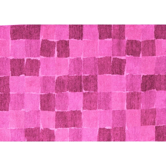 Ahgly Company Indoor Rectangle Checkered Pink Modern Area Rugs, 5' x 7'