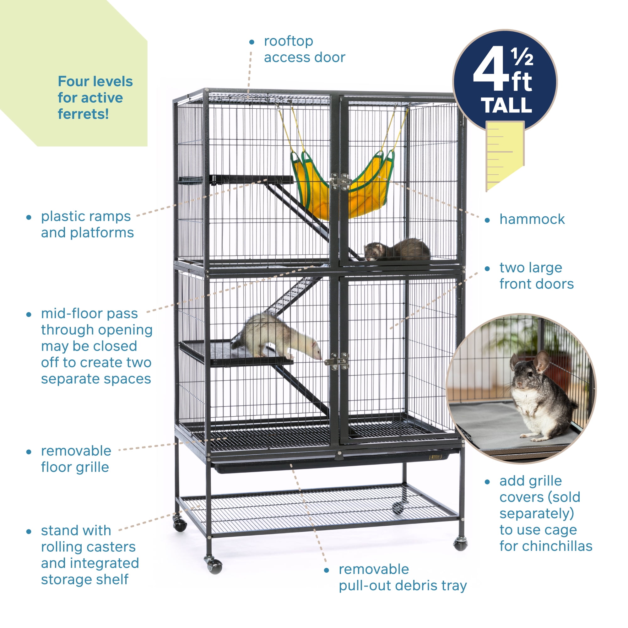 Prevue Pet Products Frisky Ferret Cage with Stand, Brown