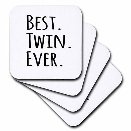 3dRose Best Twin Ever - gifts for twin brothers or sisters - siblings - family and relative specific gifts, Soft Coasters, set of
