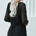 thumbnail image 3 of Tops de mujer, camisas de malla a rayas, camisas casuales con cuello en V, 3 of 7