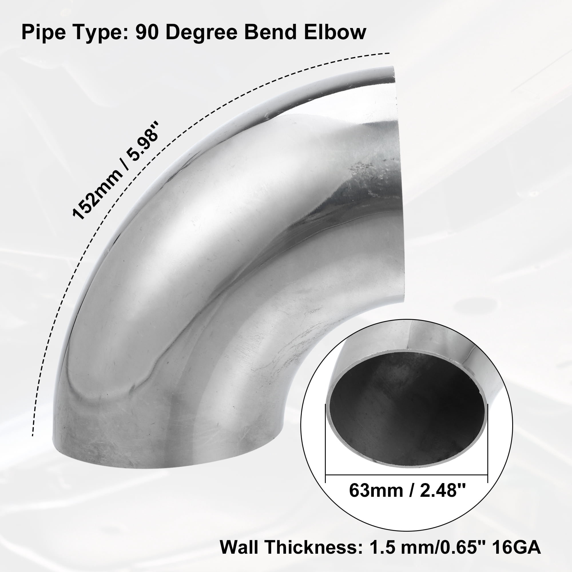 Unique Bargains 4pcs 90 Degree Mandrel Bend Elbow Stainless Steel Bend Tube OD 2.5 Inch