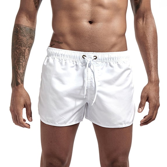 HEVIRGO Men Shorts Super Soft Wear Resistant Polyester Summer Beach Shorts Swim Trunks for Male,White XL