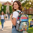 thumbnail image 3 of ZIATUBLES Clear Backpack, Heavy Duty Fabric & PVC Transparent Bookbag with Sloth Flower Butterfly Print, Large Capacity See Through Backpack for School College Work Travel Security, 3 of 7
