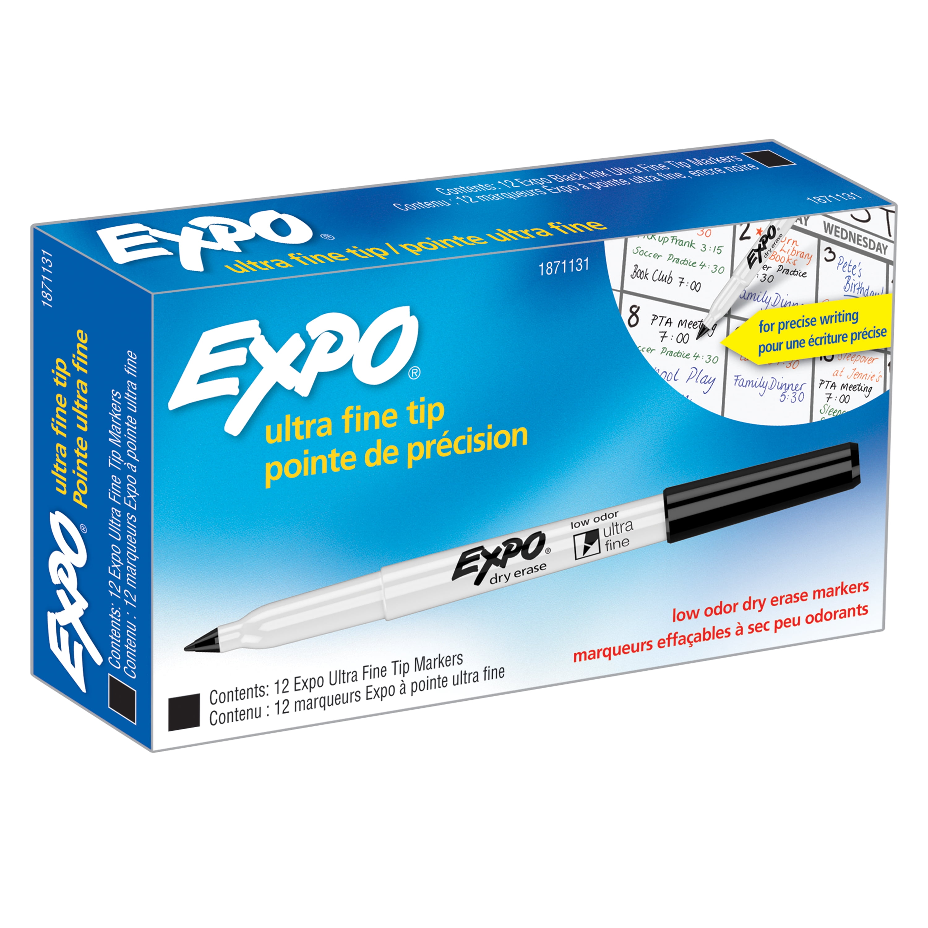 EXPO Low Odor Dry Erase Marker Ultra Fine Point Black Dozen